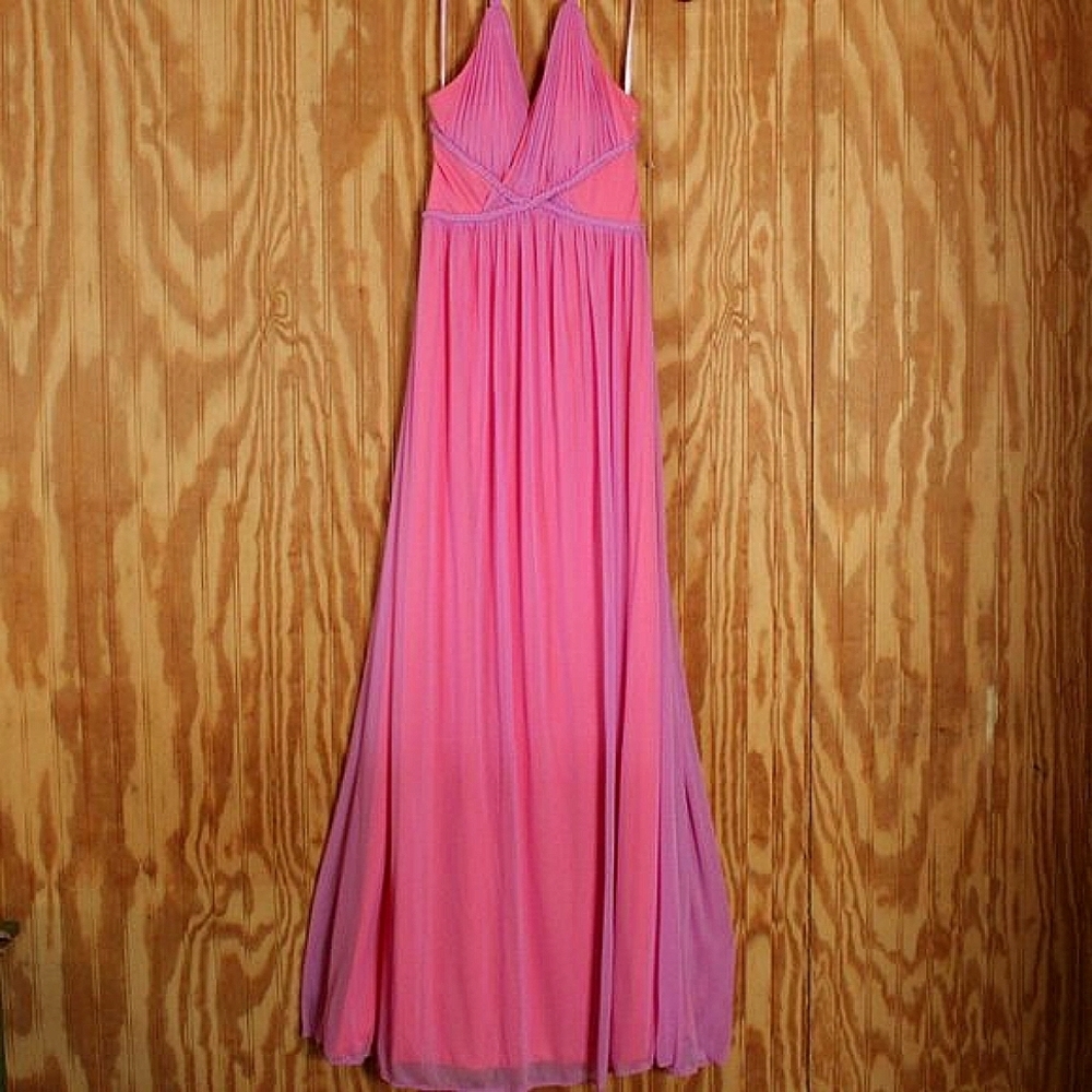 Hailey Logan by Adrianna Papell Pink Halter Maxi Dress - Size 3/4